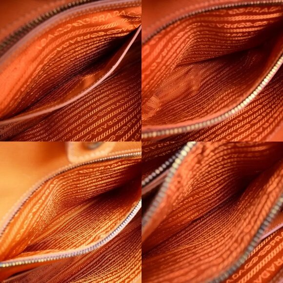 PRADA MILANO 2Way Shoulder Hand Bag Saffiano Leather Orange Gold Italy 99EB493 - Picture 10 of 15